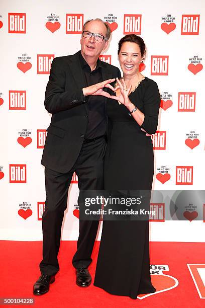 Herbert Knaup and Desiree Nosbusch attend the Ein Herz Fuer Kinder Gala 2015 at Tempelhof Airport on December 5, 2015 in Berlin, Germany.