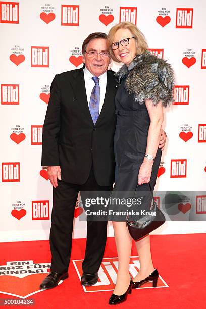 Elmar Wepper and his wife Anita Schlierf attend the Ein Herz Fuer Kinder Gala 2015 at Tempelhof Airport on December 5, 2015 in Berlin, Germany.