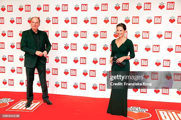 Herbert Knaup and Desiree Nosbusch attend the Ein Herz Fuer Kinder Gala 2015 at Tempelhof Airport on December 5, 2015 in Berlin, Germany.