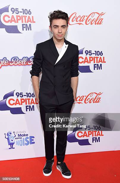 Nathan Sykes attends day one of the Capital FM Jingle Bell Ball at The O2 Arena on December 5, 2015 in London, England.