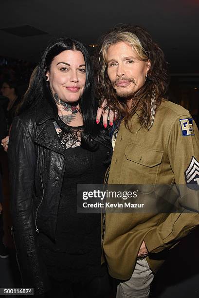 Mia Tyler and Steven Tyler attend the Imagine: John Lennon 75th Birthday Concert at The Theater at Madison Square Garden on December 5, 2015 in New...