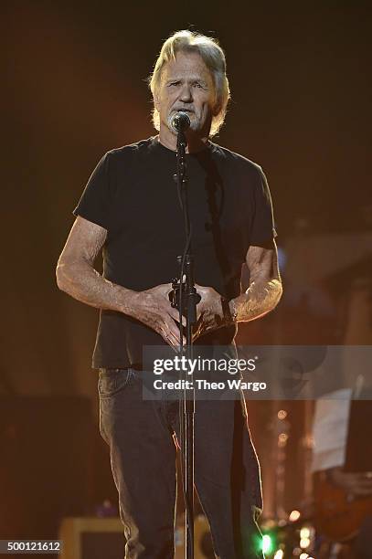 Musician Kris Kristofferson performs on stage during the Imagine: John Lennon 75th Birthday Concert at The Theater at Madison Square Garden on...