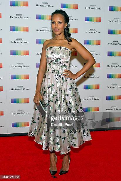 Kerry Washington arrives for the formal Artist's Dinner honoring the recipients of the 38th Annual Kennedy Center Honors hosted by United States...
