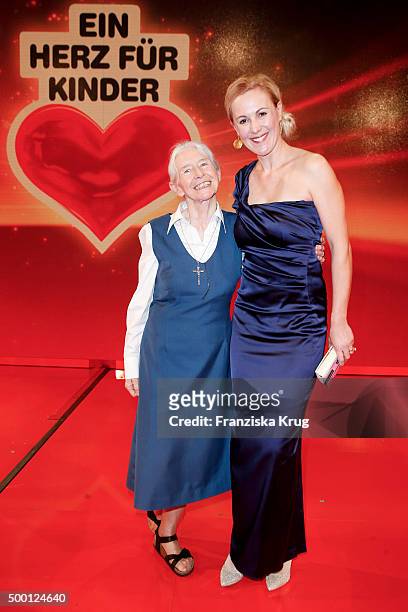 Karoline Mayer and Bettina Wulff attend the Ein Herz Fuer Kinder Gala 2015 show at Tempelhof Airport on December 5, 2015 in Berlin, Germany.