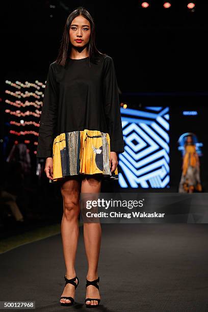 Model walks the runway at the Masaba Gupta show during day 2 of Blenders Pride Fashion Tour held at the Grand Hyatt on December 5, 2015 in Mumbai,...