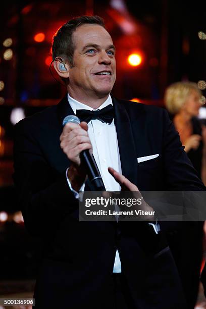 Singer Garou attends the 'France Television Telethon 2015'Marc Lavoine at Hippodrome de Longchamp on December 5, 2015 in Paris, France.