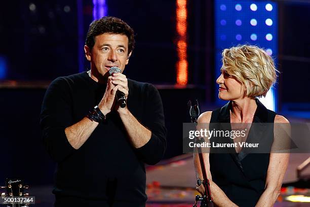 Patrick Bruel and Sophie Davant attend the 'France Television Telethon 2015'Marc Lavoine at Hippodrome de Longchamp on December 5, 2015 in Paris,...