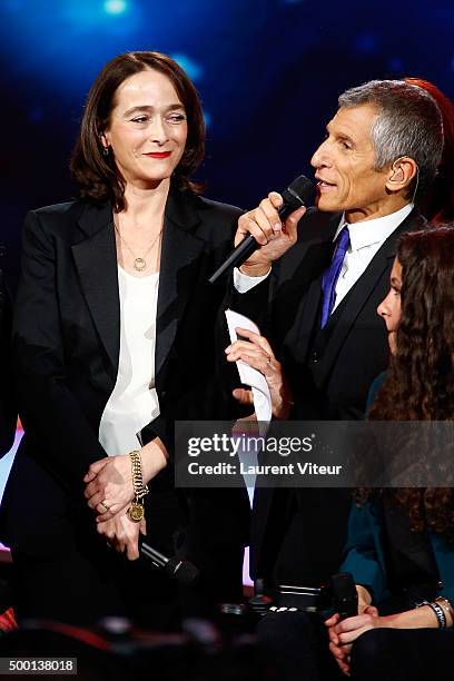 President of France-Television Delphine Ernotte Cunci and TV Presenter Nagui attend the 'France Television Telethon 2015'Marc Lavoine at Hippodrome...