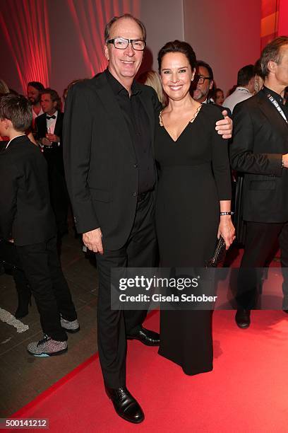 Herbert Knaup and Desiree Nosbusch attend the Ein Herz Fuer Kinder Gala 2015 reception at Tempelhof Airport on December 5, 2015 in Berlin, Germany.