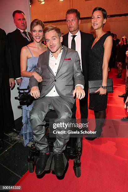 Elena Timpe and partner Samuel Koch, Til Schweiger and his girlfriend Marlene Shirley attend the Ein Herz Fuer Kinder Gala 2015 reception at...