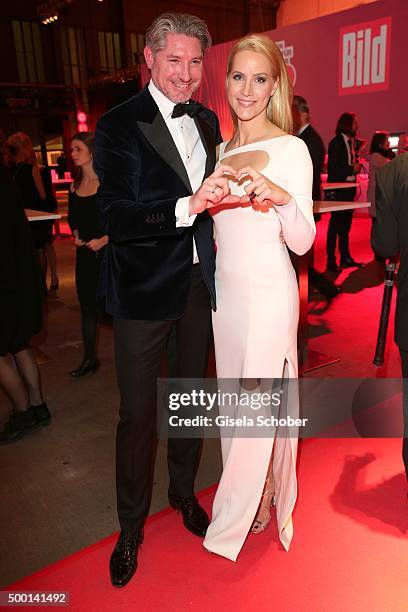 Andreas Pfaff and his wife Judith Rakers attend the Ein Herz Fuer Kinder Gala 2015 reception at Tempelhof Airport on December 5, 2015 in Berlin,...