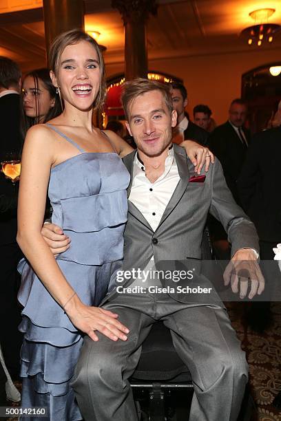 Samuel Koch and his fiancee Elena Timpe during the Ein Herz Fuer Kinder gala 2015 after show party at Borchardt Restaurant on December 5, 2015 in...