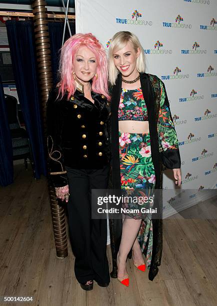 Cyndi Lauper and Natasha Bedingfield attend the 5th Annual "Cyndi Lauper and Friends: Home For The Holidays" benefit concert at The Beacon Theatre on...