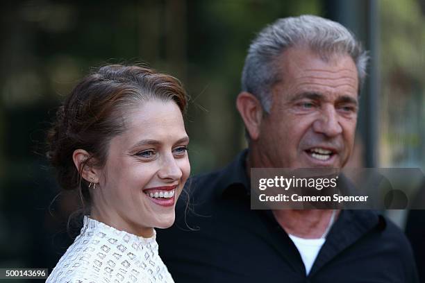 Teresa Palmer and Mel Gibson arrive ahead of The National Institute of Dramatic Art's new graduate school launch at NIDA on December 6, 2015 in...