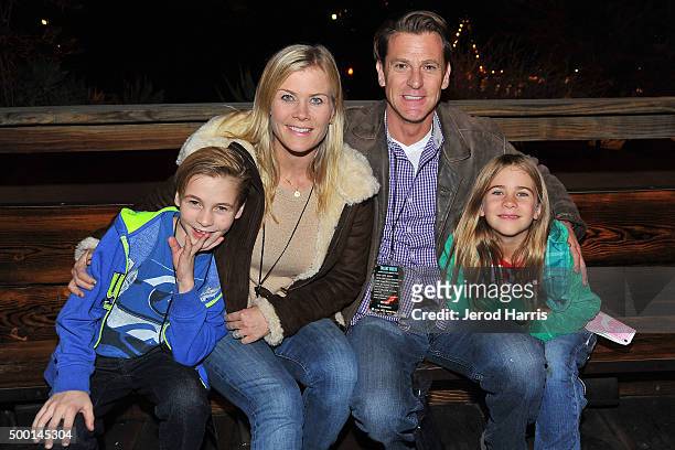 Actress Alison Sweeney, husband David Sanov and children Benjamin and Megan attend Knott's Merry Farm Countdown to Christmas & Tree Lighting at...