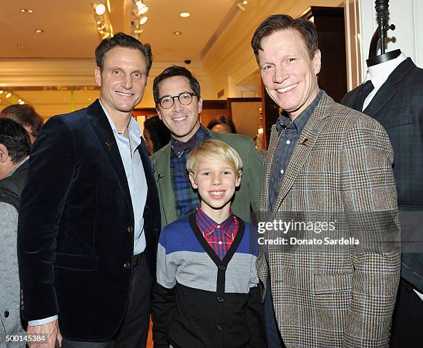 Actors Tony Goldwyn and Dan Bucatinsky, Jonah Bucatinsky and screenwriter Don Roos attend the Brooks Brothers holiday party with St Jude Children's...