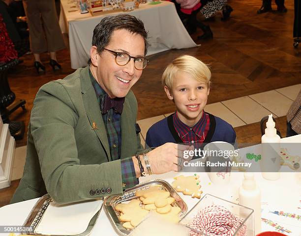 Actor Dan Bucatinsky and Jonah Bucatinsky attend the Brooks Brothers holiday party with St Jude Children's Research Hospital at Brooks Brothers on...