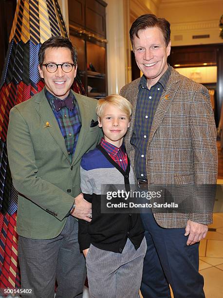 Actor Dan Bucatinsky, Jonah Bucatinsky and screenwriter Don Roos attend the Brooks Brothers holiday party with St Jude Children's Research Hospital...