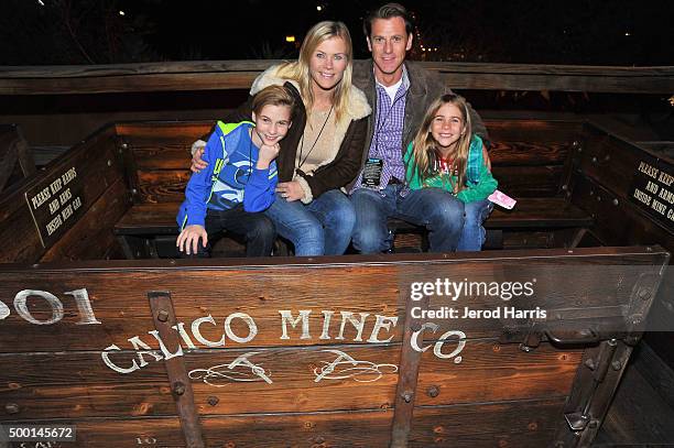 Actress Alison Sweeney, husband David Sanov, Benjamin and Megan Sanov attend Knott's Merry Farm Countdown to Christmas & Tree Lighting at Knott's...