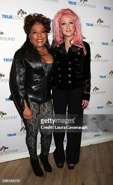 Valerie Simpson and Cyndi Lauper attend the 5th Annual "Cyndi Lauper And Friends: Home For The Holidays" Benefit Concert at The Beacon Theatre on...