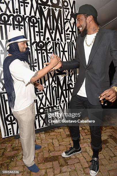 And Amare Stodemire attend SHOP.com celebration of art with Phillipe Hoerle-Guggenheim presenting RETNA, hosted by JR & Loren Ridinger, Aston Martin...