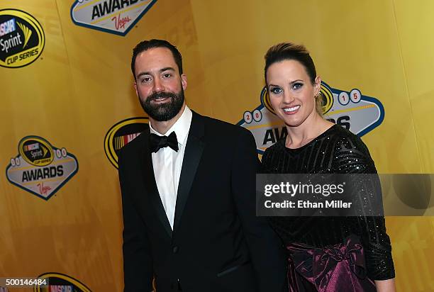 Sprint Cup Series driver Paul Menard and his wife Jennifer Menard attend the 2015 NASCAR Sprint Cup Series Awards at Wynn Las Vegas on December 4,...