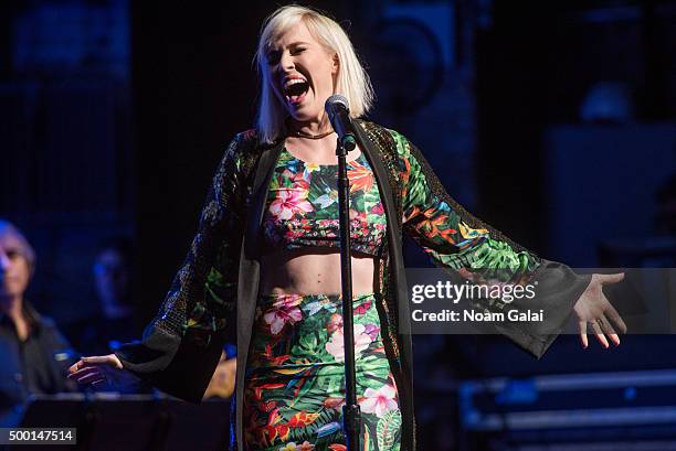 Natasha Bedingfield performs at the 5th Annual "Cyndi Lauper and Friends: Home For The Holidays" benefit concert at The Beacon Theatre on December 5,...
