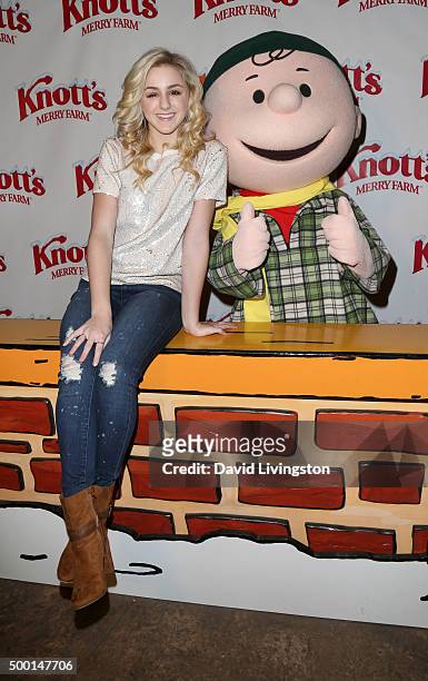 Personality Charlie Lukasiak and Charlie Brown attend Knott's Berry Farm's Countdown To Christmas And Snoopy's Merriest Tree Lighting at Knott's...