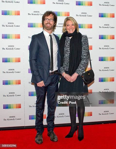 Musician Ben Folds and guest arrive for the formal Artist's Dinner honoring the recipients of the 38th Annual Kennedy Center Honors hosted by United...