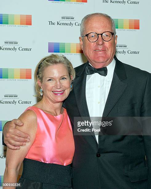 James A. Johnson, former CEO of Fannie Mae and former chairman of the John F. Kennedy Center for the Arts, and Heather Kirby arrive for the formal...