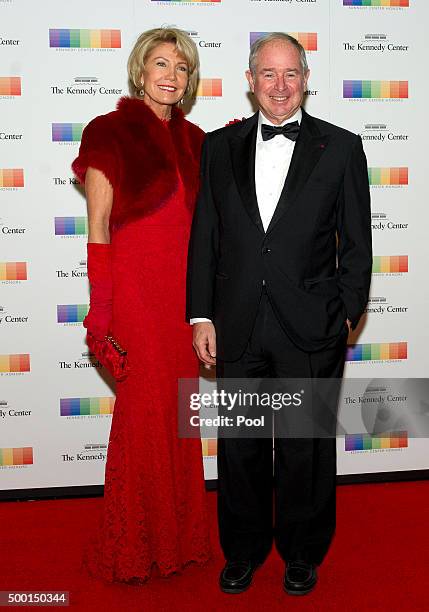 Stephen A. Schwarzman, Chairman and CEO of the Blackstone Group, and his wife, Christine arrive for the formal Artist's Dinner honoring the...