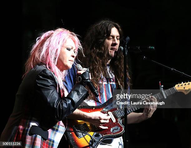 Cyndi Lauper and Kurt Vile perform at the 5th Annual "Cyndi Lauper And Friends: Home For The Holidays" Benefit Concert at The Beacon Theatre on...