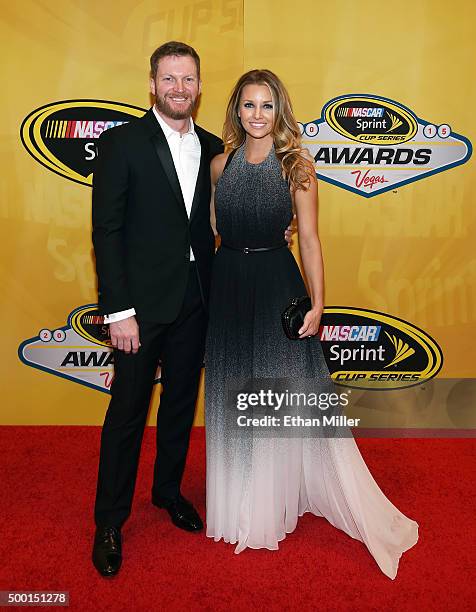 Sprint Cup Series driver Dale Earnhardt Jr. And his fiancee Amy Reimann attend the 2015 NASCAR Sprint Cup Series Awards at Wynn Las Vegas on December...