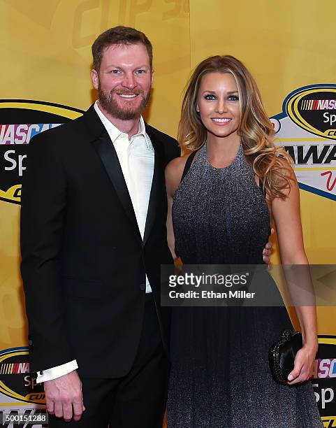 Sprint Cup Series driver Dale Earnhardt Jr. And his fiancee Amy Reimann attend the 2015 NASCAR Sprint Cup Series Awards at Wynn Las Vegas on December...