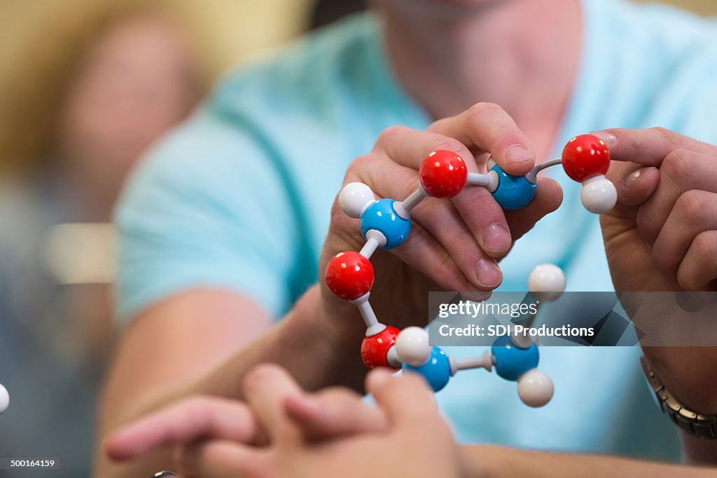 High School Student Using Atom Molecule Model Educational Toy High-Res ...