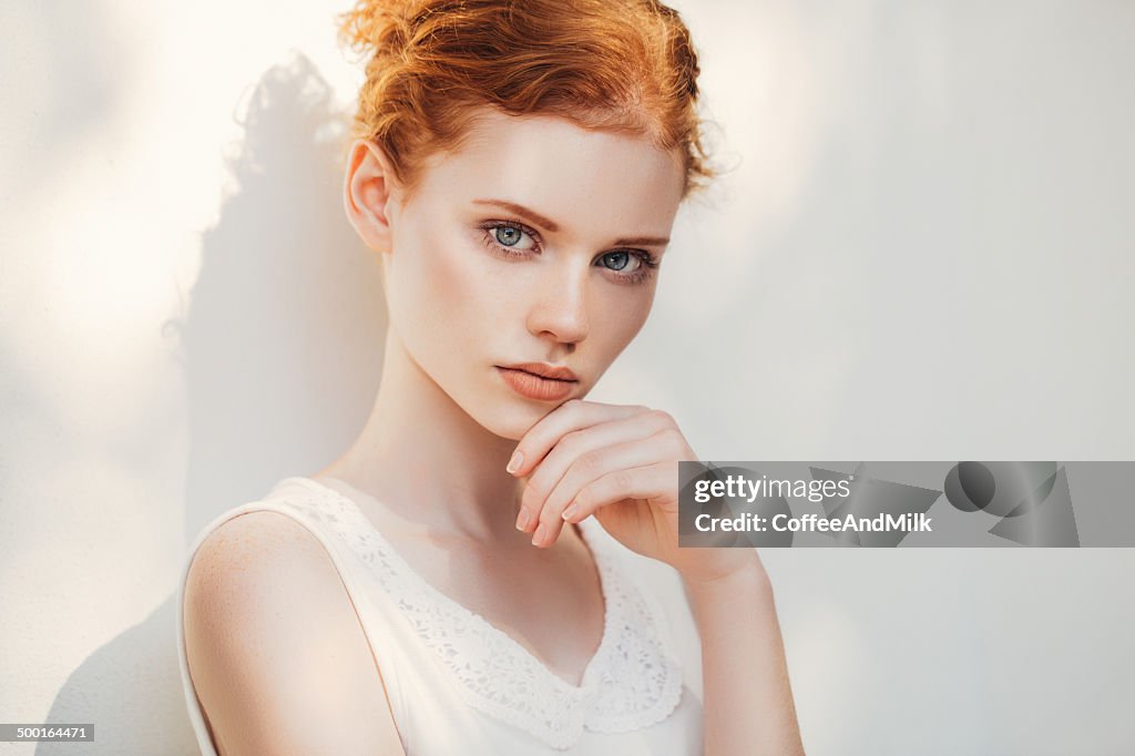 Studio shot of young beautiful woman