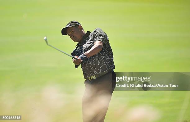 Thaworn Wiratchant of Thailand plays a shot during round four of the Ho Tram Open at The Bluffs Ho Tram Strip on December 6, 2015 in Ho Chi Minh...