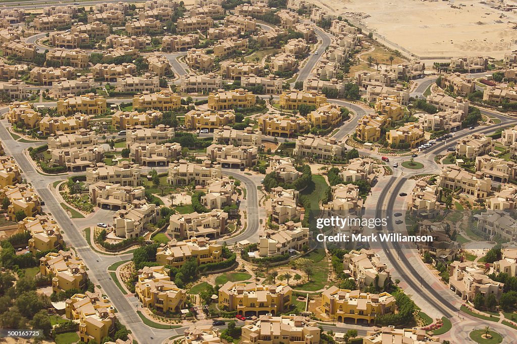 Desert homes near Dubai from the air.