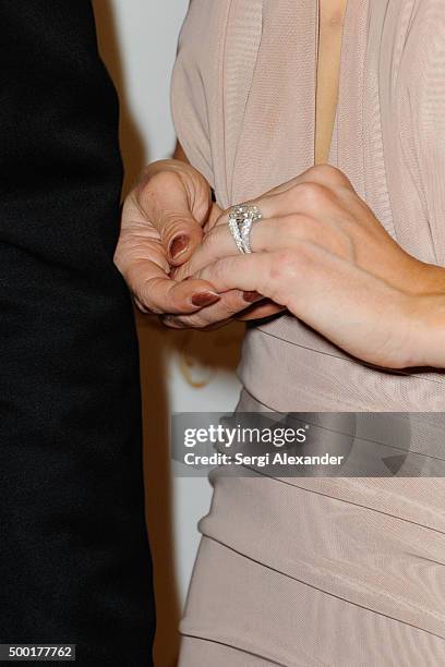 Peta Murgatroyd, engagement ring detail, attends SWAY Alfalit Gala at Gary Nader Art centre on December 5, 2015 in Miami, Florida.