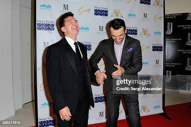 Joseph Milton and Tony Dovolani attend SWAY Alfalit Gala at Gary Nader Art centre on December 5, 2015 in Miami, Florida.