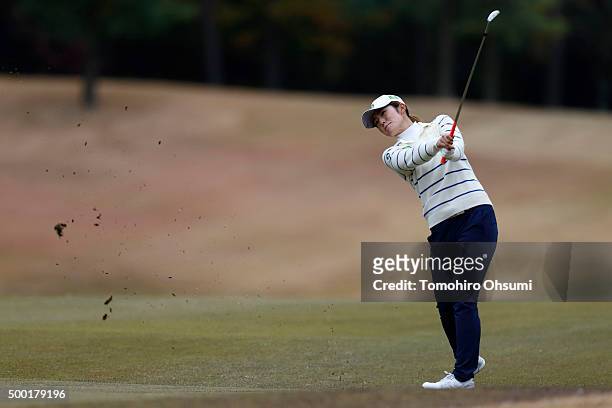 Ayaka Watanabe of the Ladies Professional Golf Association of Japan team plays a shot on the 17th hole during the third round of THE QUEENS Presented...