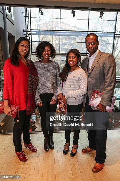 Lolita Chakrabarti, Lila Lester, Jasmine Lester and Adrian Lester attend the Gala performance of Matthew Bourne's Sleeping Beauty at Sadler's Wells...