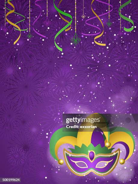 mardi gras jester background - stage costume stock illustrations