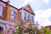 British house with flowers