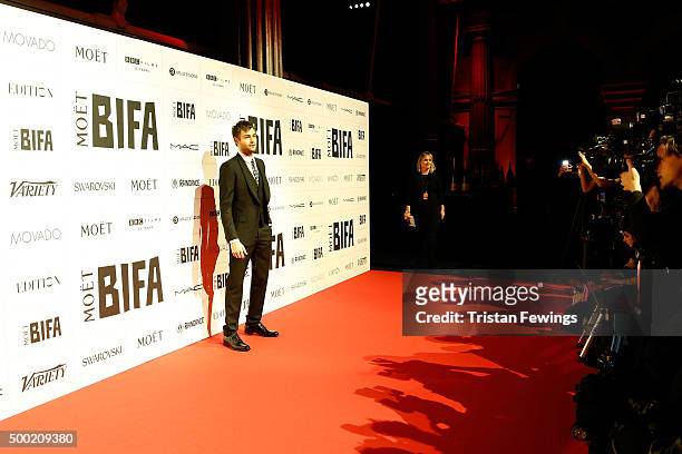 Douglas Booth arrives at The Moet British Independent Film Awards 2015 at Old Billingsgate Market on December 6, 2015 in London, England.