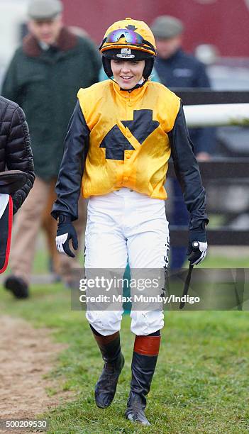 Victoria Pendleton walks back to the weighing room after riding 'According to Sarah' in the Ladies Open during the Barbury Castle Point to Point at...