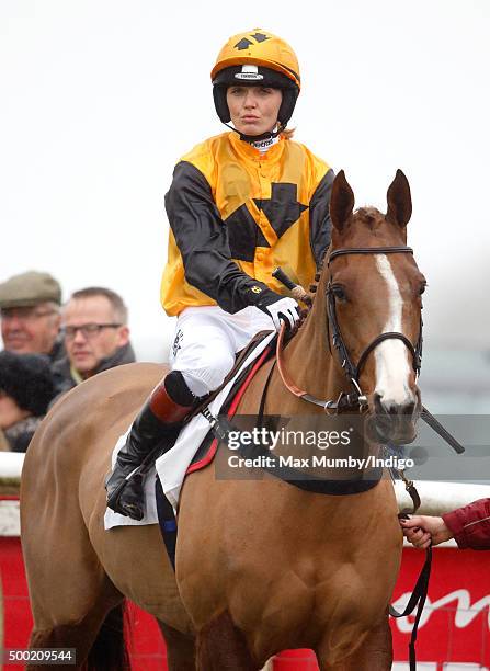 Victoria Pendleton in the parade ring prior to riding 'According to Sarah' in the Ladies Open during the Barbury Castle Point to Point at Barbury...