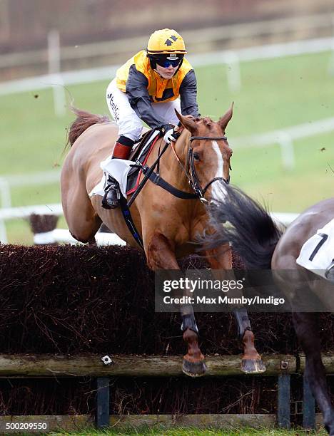 Victoria Pendleton riding her horse 'According to Sarah' in the Ladies Open during the Barbury Castle Point to Point at Barbury Racecouse on December...