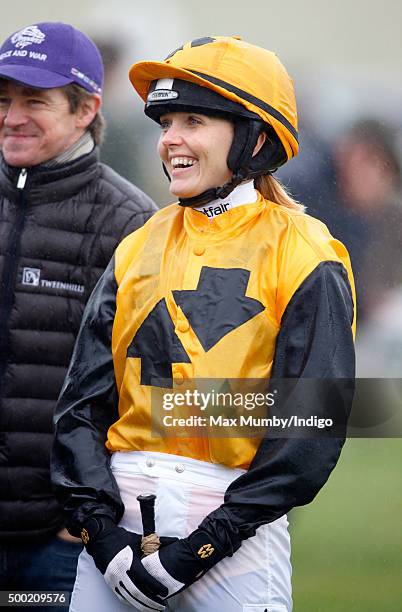 Victoria Pendleton in the parade ring prior to riding 'According to Sarah' in the Ladies Open during the Barbury Castle Point to Point at Barbury...