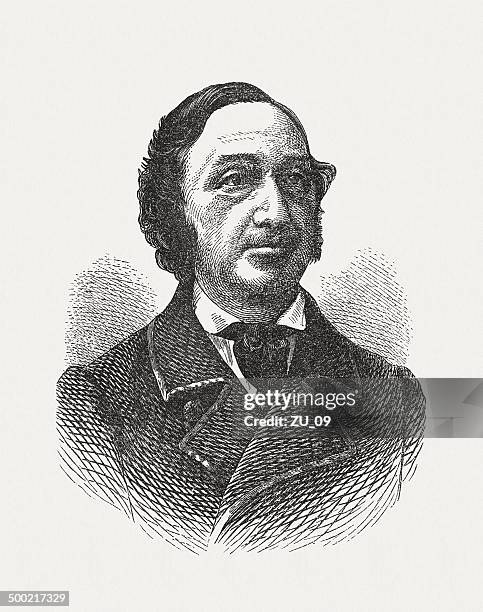 stockillustraties, clipart, cartoons en iconen met julius sturm (1816-1896), german poet, wood engraving, published in 1871 - sturm